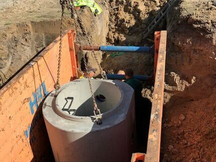 Kanalbauarbeiten im Gewerbegebiet Pommerndreieck bei Grimmen